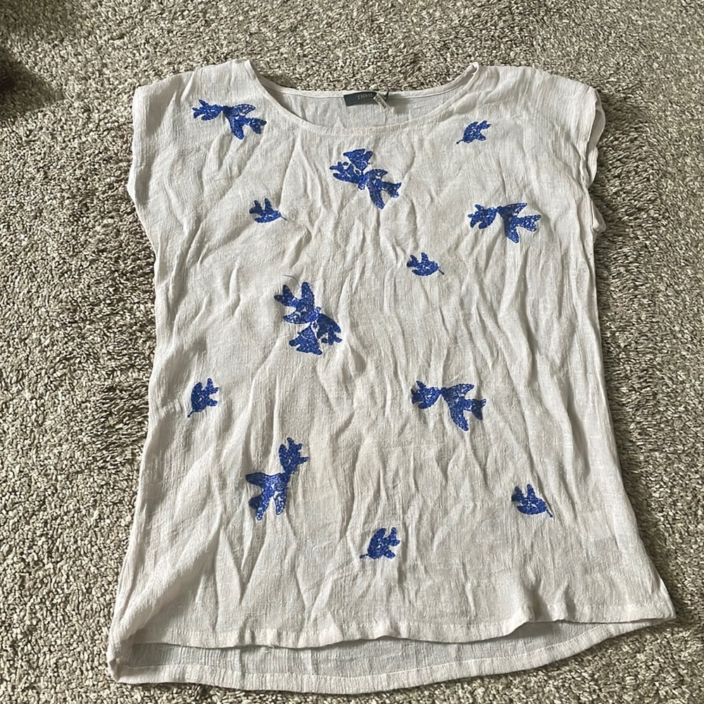 Tan/blue beach shirt